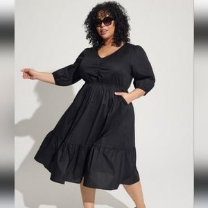 Torrid Midi Poplin Tiered Dress